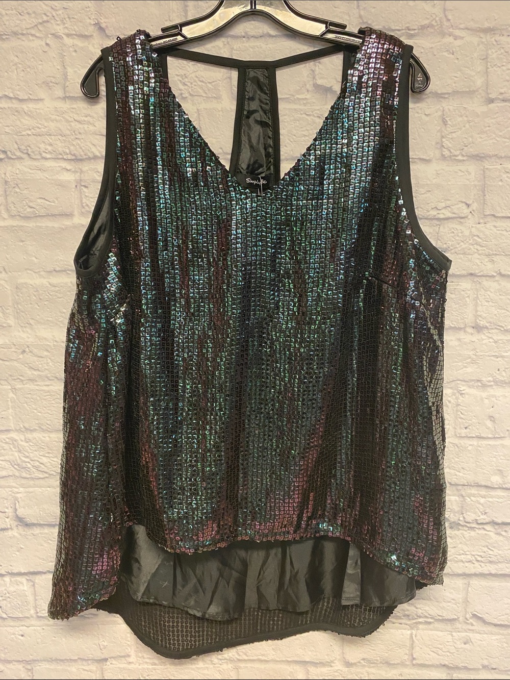 NWT Simply Be Iridescent Sequin Racerback Top Size 16